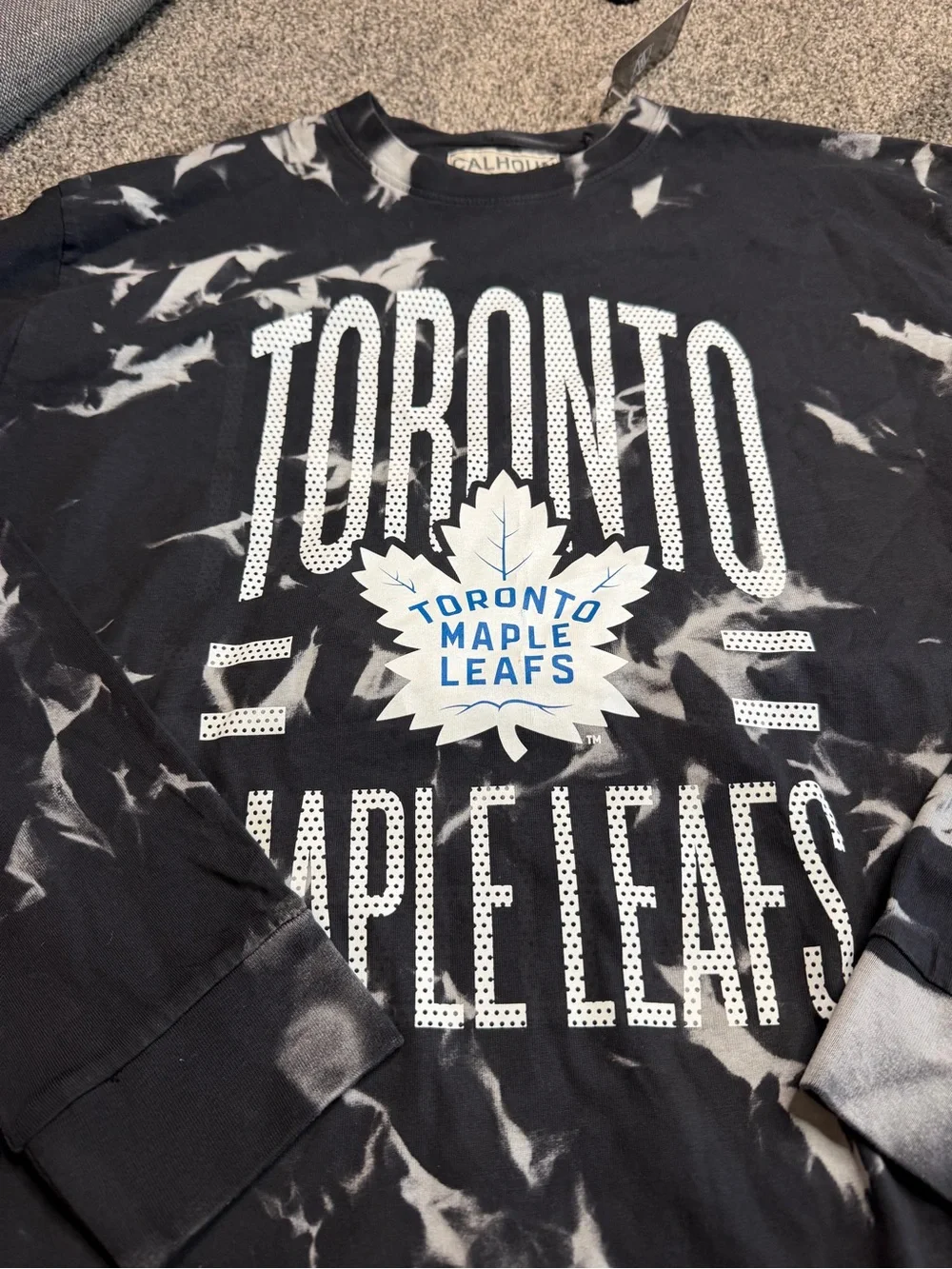 NWT Calhoun Toronto Maple Leafs Tie Dye Long Sleeve NHL Hockey Graphic Tee XL - Picture 7 of 9